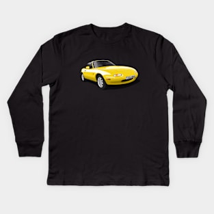 1990 Mazda MX5 in yellow Kids Long Sleeve T-Shirt